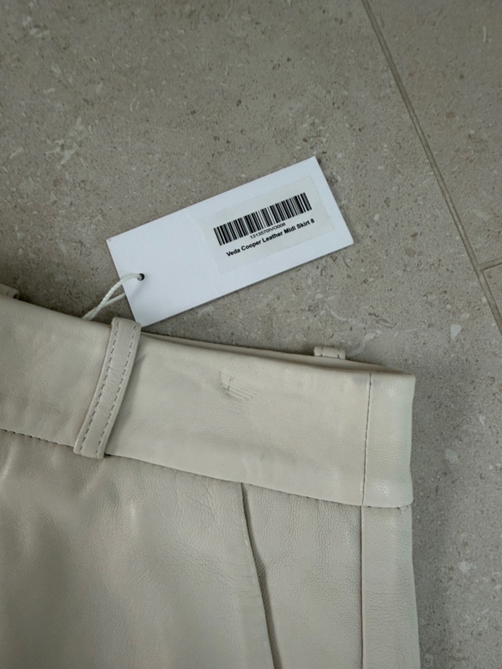 Reformation Cream Leather Midi Pencil Skirt - Picture 3 of 9